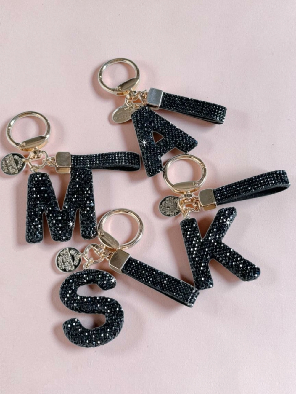 Crystal-Encrusted Black Letter Purse Charm Keychain NWT! (Choose Your Letter) - Picture 3 of 9